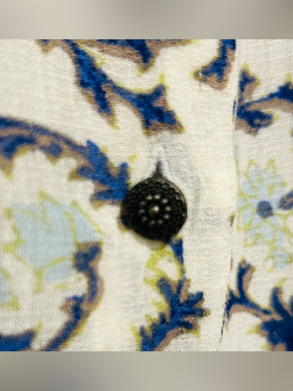 Lucky Brand XL Sheer Boho Blouse Tie Neck Rayon Floral Scroll Top - Picture 4 of 6